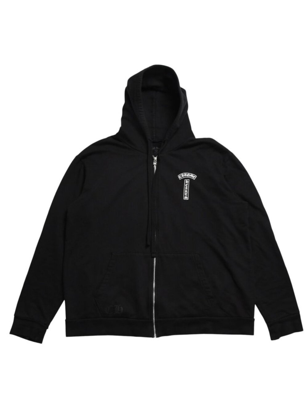 Chrome Hearts Script Logo Hoodie Zip Up Black White XL